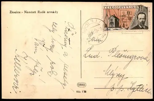 ALTE POSTKARTE ZLONICE NAMESTI RUDE ARMADY Ceska Tschechische Republik Ansichtskarte AK postcard cpa