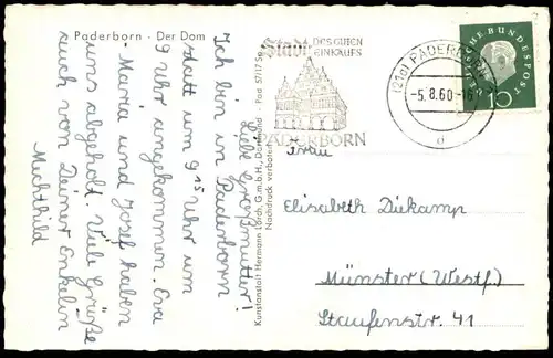 ÄLTERE POSTKARTE PADERBORN DER DOM 1957 Kirche Ansichtskarte postcard AK cpa