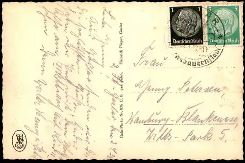 ALTE POSTKARTE GOSLAR AM HARZ BLICK AUF MARKTKIRCHE KAISERHAUS UND INS HERZBERGER TAL Ansichtskarte postcard cpa AK