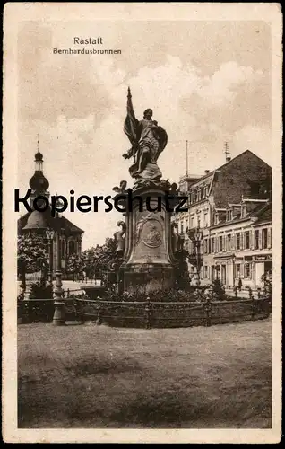 ALTE POSTKARTE RASTATT BERNHARDUSBRUNNEN STEMPEL DURCHGANGSLAGER 1919 Brunnen fontaine fountain Ansichtskarte postcard