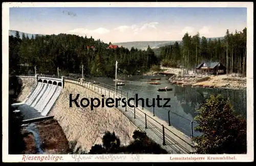 ALTE POSTKARTE LOMNITZTALSPERRE KRUMMHÜBEL RIESENGEBIRGE KARPACZ Karkonosze Krkonose Talsperre Ansichtskarte postcard AK