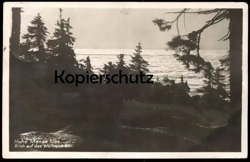 ALTE POSTKARTE HOHE MENSE BLICK AUF DAS WOLKENMEER Wolke Wolken clouds Orlica Vrchmezi Sudeten Ansichtskarte postcard AK