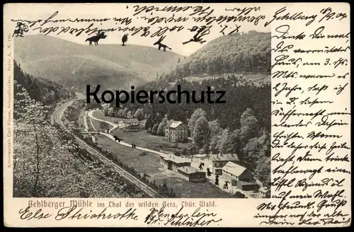 ALTE POSTKARTE GEHLBERGER MÜHLE IM THAL DER WILDEN GERA THÜRINGER WALD GEHLBERG THÜRINGEN SUHL Ansichtskarte postcard