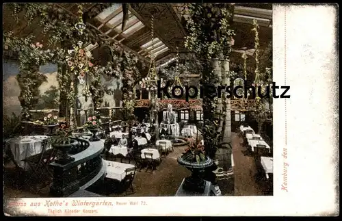 ALTE POSTKARTE HAMBURG GRUSS AUS KOTHE'S WINTERGARTEN NEUER WALL TÄGLICH KÜNSTLER KONZERT Ansichtskarte cpa AK postcard