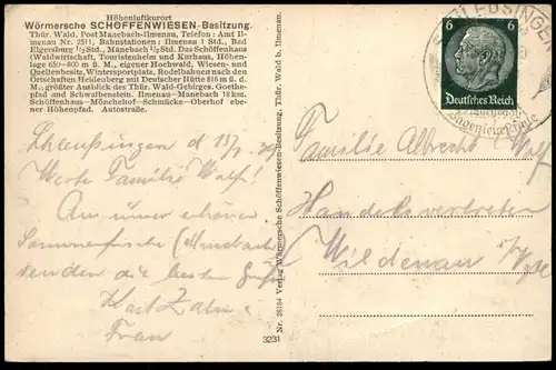 ALTE POSTKARTE BLICK DEUTSCHE HÜTTE HEIDENBERG AUF ILMENAU 1939 cpa AK Ansichtskarte postcard
