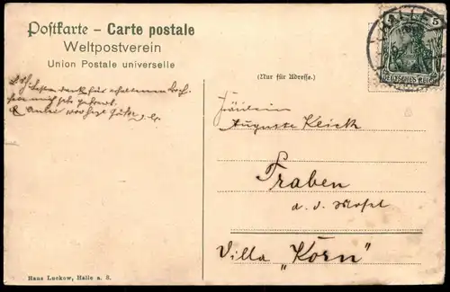 ALTE POSTKARTE HALLE SAALE SAALEPARTIE BEI CRÖLLWITZ 1907 Ansichtskarte postcard cpa