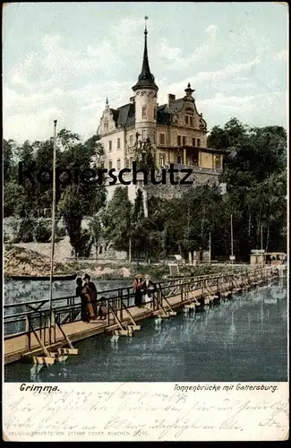 ALTE POSTKARTE GRIMMA TONNENBRÜCKE MIT GATTERSBURG Brücke bridge Burg Schloss castle chateau Ansichtskarte postcard cpa