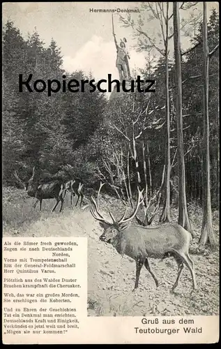 ALTE POSTKARTE HERMANNS-DENKMAL IM TEUTOBURGER WALD MIT HIRSCHEN DETMOLD ALS DIE RÖMER ... Hermannsdenkmal Ansichtskarte