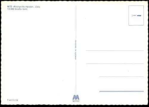 ÄLTERE POSTKARTE KRONPRINS HARALD OSLO FÄHRSCHIFF FÄHRE ferry Schiff Motorschiff ship bateau Ansichtskarte