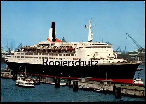 ÄLTERE POSTKARTE MS QUEEN ELIZABETH 2 CUNARD KREUZFAHRTSCHIFF HAMBURG Schiff Motorschiff ship bateau postcard cpa AK