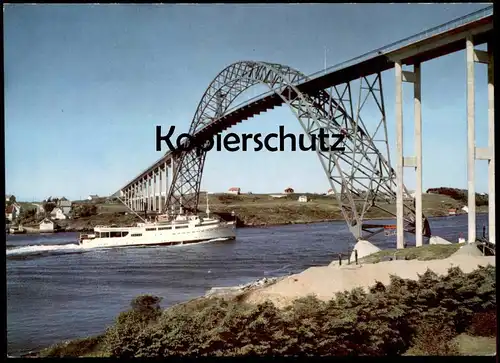 ÄLTERE POSTKARTE MS HAUGESUND PASSERER KARMSUND BRU FÄHRE FÄHRSCHIFF ferry Schiff Motorschiff ship postcard cpa AK