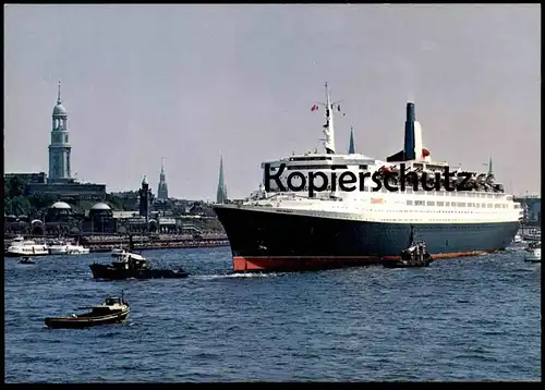 ÄLTERE POSTKARTE MS QUEEN ELIZABETH 2 CUNARD KREUZFAHRTSCHIFF HAFEN HAMBURG Schiff Motorschiff ship bateau postcard cpa