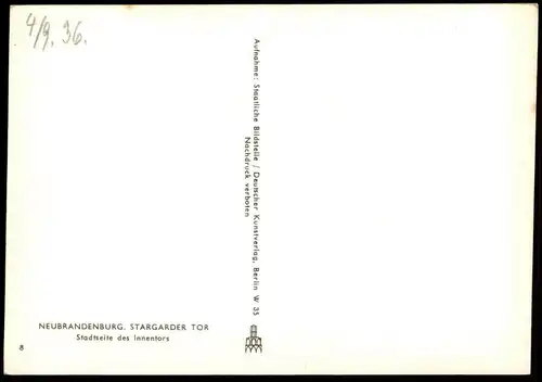 ALTE POSTKARTE NEUBRANDENBURG STARGARDER TOR STADTSEITE 1936 Mädchen Kind Schild Schritt Ansichtskarte AK cpa postcard