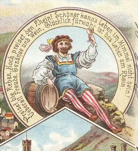 ALTE LITHO POSTKARTE GRUSS AUS BINGEN MÄUSETHURM & EHRENFELS NIXE ondine mermaid Meerjungfrau Brust nude breast postcard