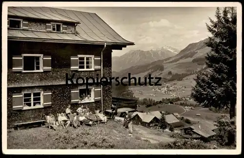 ALTE POSTKARTE HIRSCHEGG HAUS BERGHEIMAT 1953 SONNENLIEGEN SONNEN WALSERTAL Kleinwalsertal Ansichtskarte AK postcard cpa