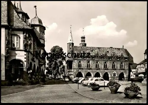 ÄLTERE POSTKARTE GOSLAR RATHAUS HOTEL KAISER WORTH VW KÄFER Volkswagen cpa postcard AK Ansichtskarte