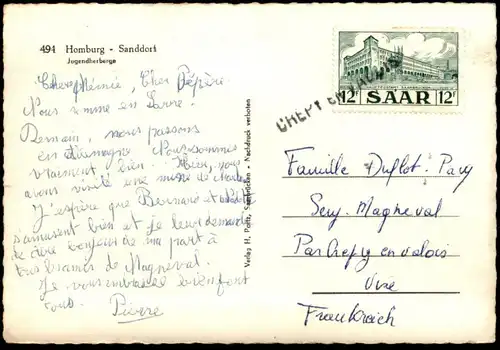 ÄLTERE POSTKARTE HOMBURG SANDDORF SAARLAND JUGENDHERBERGE cpa AK Ansichtskarte postcard