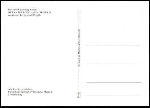 ÄLTERE POSTKARTE GESINA TER BORCH ALS SCHÄFERIN GERARD T. BORCH 1617 WASSERBURG ANHOLT ISSELBURG castle chateau postcard