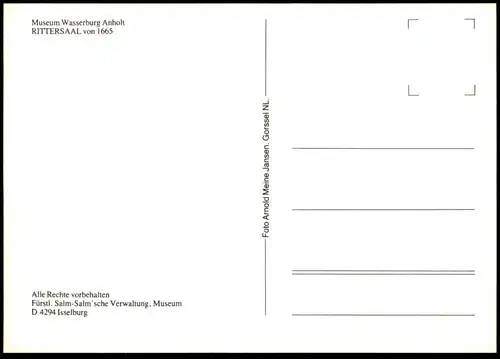 ÄLTERE POSTKARTE RITTERSAAL WASSERBURG ANHOLT ISSELBURG BURG Wappen castle chateau postcard cpa AK Ansichtskarte