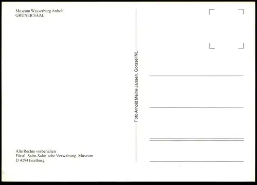 ÄLTERE POSTKARTE GRÜNER SAAL WASSERBURG ANHOLT ISSELBURG BURG castle chateau postcard cpa AK Ansichtskarte
