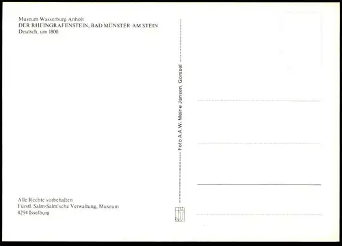 ÄLTERE POSTKARTE RHEINGRAFENSTEIN BAD MÜNSTER DEUTSCH UM 1800 WASSERBURG ANHOLT ISSELBURG castle chateau postcard