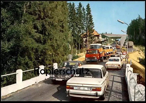 ÄLTERE POSTKARTE WAIDHAUS GRENZÜBERGANG BMW OPEL LKW MIT HÄNGER BUS ROBUR ? Autos Auto car cars pickup Grenze border