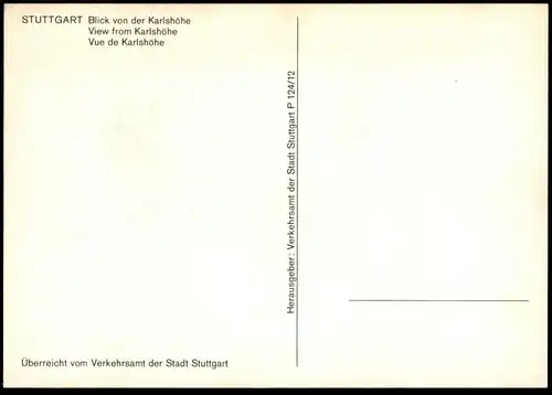 ÄLTERE POSTKARTE STUTTGART BLICK VON DER KARLSHÖHE SÜDMILCH SONNENSCHIRM VERLAG VERKEHRSAMT STUTTGART AK Ansichtskarte