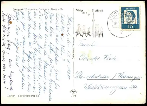ÄLTERE POSTKARTE STUTTGART KONZERTHAUS STUTTGARTER LIEDERHALLE Halle hall AK Ansichtskarte cpa postcard