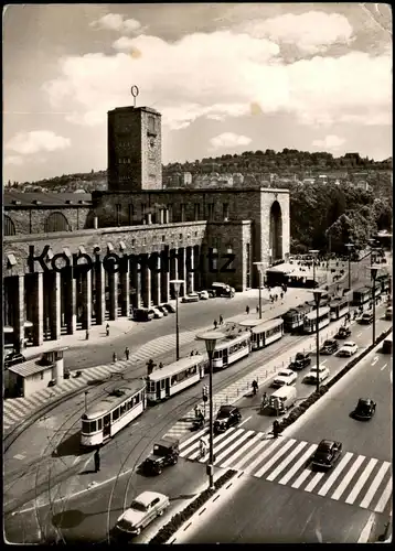 ÄLTERE POSTKARTE STUTTGART HAUPTBAHNHOF TAXEN STRASSENBAHN Bahnhof station gare traffic Ansichtskarte AK cpa postcard