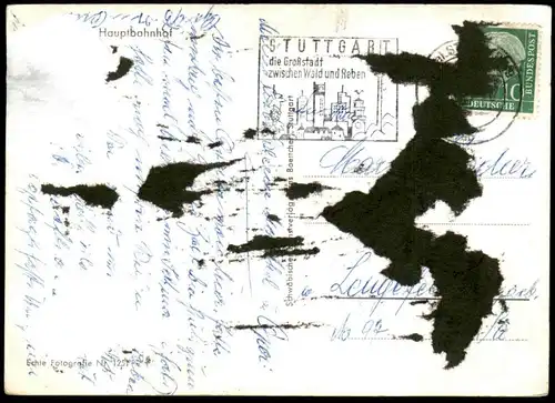 ÄLTERE POSTKARTE STUTTGART HAUPTBAHNHOF TAXEN STRASSENBAHN Bahnhof station gare traffic Ansichtskarte AK cpa postcard