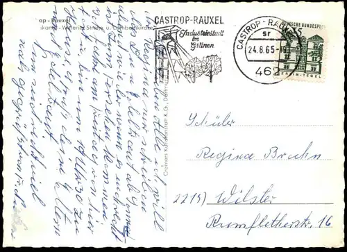 ÄLTERE POSTKARTE CASTROP-RAUXEL BIESKAMP WITTENER STRASSE LAMBERTIKIRCHE postcard cpa Ansichtskarte