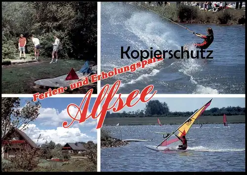 ÄLTERE POSTKARTE ERHOLUNGSPARK RIESTE ALFSEE WASSERSKI MINIGOLF SURFEN water ski nautique waterski postcard cpa