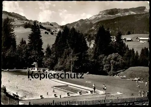 ÄLTERE POSTKARTE RIEZLERN SCHWIMMBAD FREIBAD BAD KLEINWALSERTAL Stempel Sondertarif Ansichtskarte AK postcard cpa