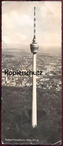 ÄLTERE ÜBERLANGE POSTKARTE STUTTGART DER FERNSEHTURM HÖHE 211m Turm tower tour Nachgebühr Ansichtskarte postcard AK cpa