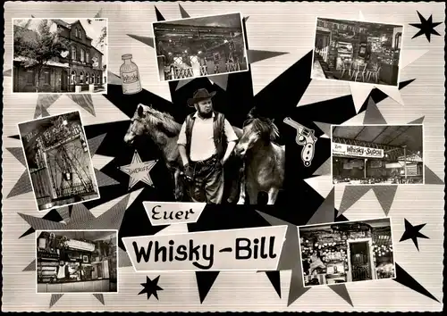 ÄLTERE GROSSFORMATIGE POSTKARTE (DIN A5) RANCH ZUM WIESGEN WHISKY BILL FORSBACH BEI KÖLN Rösrath postcard Ansichtskarte