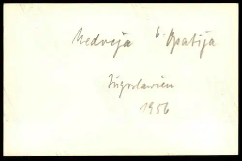 ALTES FOTO MEDVEJA OPATIJA CAMPING RAMA VOLKSWAGEN VW KÄFER JUGOSLAWIEN 1956 Kroatien Croatia photo Auto car 9,5 x 6,2cm