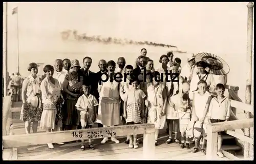 ALTE FOTO POSTKARTE GÖHREN 12.07.1927 HAASE RÜGEN DAMPFER IM HINTERGRUND Schirm umbrella parapluie cpa photo AK
