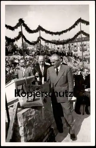 ALTE FOTO POSTKARTE BAD HOMBURG GRUNDSTEINLEGUNG KURHAUS 02.09.1950 SPIELBANK DIREKTOR HEITMANN postcard Ansichtskarte