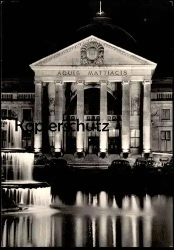 ÄLTERE POSTKARTE WIESBADEN KURHAUS BEI NACHT BRUNNEN SPRINGBRUNNEN at night nuit AK Ansichtskarte cpa postcard