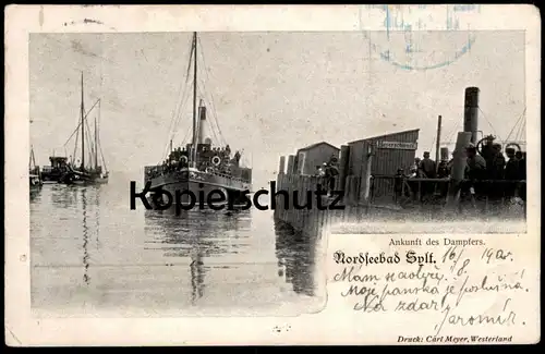ALTE POSTKARTE NORDSEEBAD SYLT ANKUNFT DES DAMPFERS HOYERSCHLEUSE Schiff steam ship Ansichtskarte cpa AK postcard
