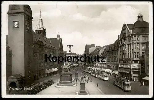 ALTE POSTKARTE CHEMNITZ MARKT FILM-ECK Kino Strassenbahnen Strassenbahn tram tramway Ansichtskarte cpa postcard AK