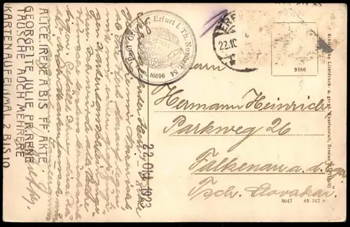 ALTE POSTKARTE ERFURT BAHNHOFSTRASSE KOSMOPOLIT STEMPEL GLOBUS ANSICHTSKARTENSAMMLER Ansichtskarte AK cpa postcard