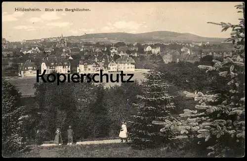 ALTE POSTKARTE HILDESHEIM BLICK VOM BERGHÖLZCHEN WANDERER PANORAMA cpa postcard AK Ansichtskarte