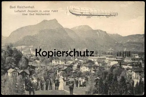ALTE POSTKARTE LUFTSCHIFF GRAF ZEPPELIN IN VOLLER FAHRT ÜBER BAD REICHENHALL montage airship dirigeable aéronef aérostat