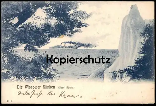 ALTE POSTKARTE DIE WISSOWER KLINKEN BEI SASSNITZ AUF RÜGEN MIT DAMPFER SCHIFF Kreidefelsen Ansichtskarte postcard cpa