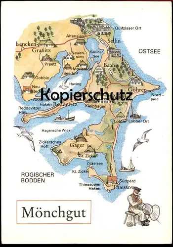 ÄLTERE POSTKARTE LANDKARTE MÖNCHGUT RÜGEN GÖHREN GAGER GR. ZICKER REDDEWITZ HAVING SEEDORF BAABE map AK postcard cpa