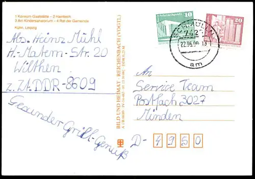 ÄLTERE POSTKARTE WEISSBACH KREIS SCHMÖLLN KONSUM GASTSTÄTTE KINDERSANATORIUM HAINTEICH RAT Ansichtskarte AK postcard cpa