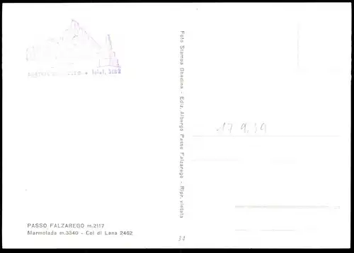 ÄLTERE POSTKARTE PASSO FALZAREGO MARMOLADA COL DI LANA 1959 GRUPPO SELLA DOLOMITI Italia Italy Italien Mountain