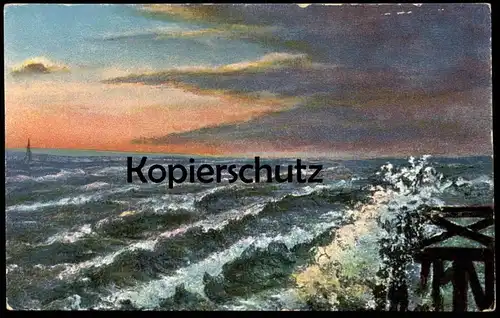 ALTE POSTKARTE MISDROY STURMFLUT MIEDZYZDROJE Flut Sturm Ansichtskarte cpa postcard AK Polen Polska Poland