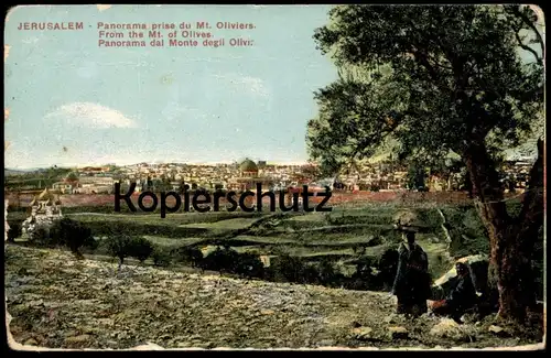 ALTE POSTKARTE JERUSALEM PANORAMA PRISE DU MT. OLIVIERS OLIVES MONTE DEGLI OLIVI cpa Ak Ansichtskarte postcard